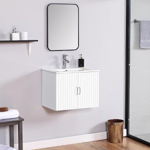 2 feet Bathroom Vanities Cabinet with Sink Combo,Wall Mounted Floating Cabient with 2 Soft Close Doors and White Porcelain Sink,for Small Space White - 1 of 4