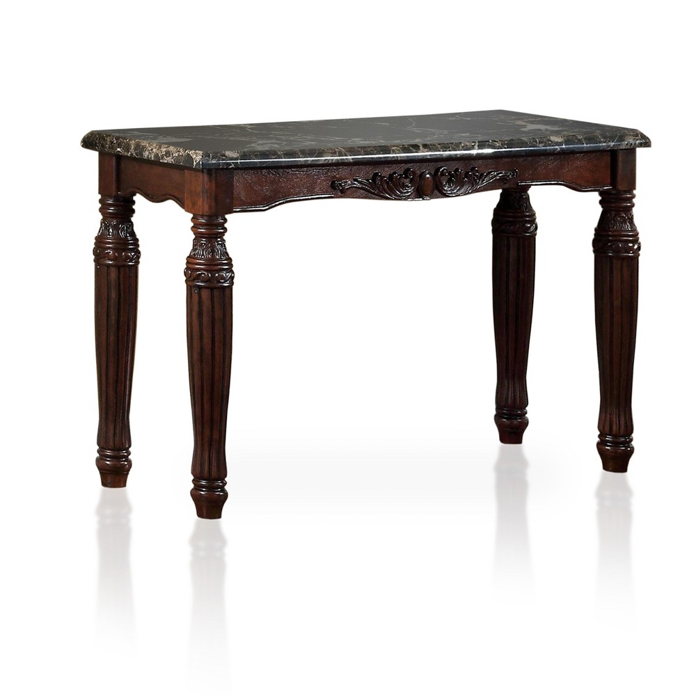 Photos - Coffee Table Mullie Traditional Faux Marble Top Sofa Table Brown - HOMES: Inside + Out