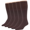 Men Diabetic Non-Binding Cotton Socks - Mid Calf - Patterned Solid 5 Pack Large/XL - Black, Brown, Dark Grey, Khaki | 7BIGSTARS KINGDOM - 3 of 4