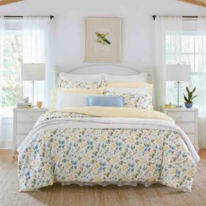 Meadow Floral 100% Cotton Duvet Cover & Sham Set White/Blue - Laura Ashley - 1 of 4