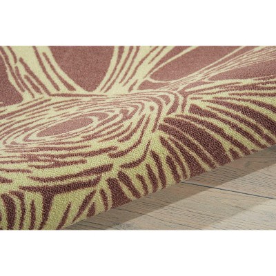 Lime Green Floral Sketch 5' x 7' Easy-Care Synthetic Area Rug
