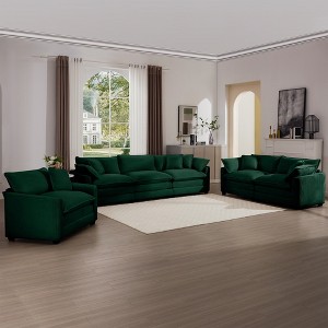 3-Piece Corduroy Deep Seat Sofa Set with Oversized Comfort and Flexible Sofa Combinations - 1 of 4