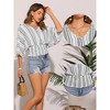 INSPIRE CHIC Women's Summer 3/4 Sleeve V Neck Boho Print Chiffon Smocked Waist Dolman Blouses - 2 of 4