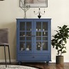 Lycvki Modern Wooden Buffet Cabinet with Double Glass Doors and Drawer - 3 of 4