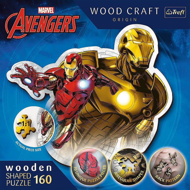 Trefl Marvel Brave Iron Man Wooden Shaped 160pc Puzzle, 1 of 6