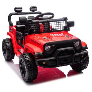 12V 2WD Kids Ride on Jeep Car, Ride on UTV Toys W/2.4G Remote, 4-wheel suspension, Bluetooth & Music, MP3, LED Lights - 1 of 4