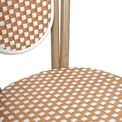Brown and White Wicker Rattan Outdoor Bistro Chair