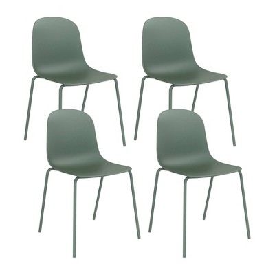 Aloe Green Metal Stackable Dining Side Chair