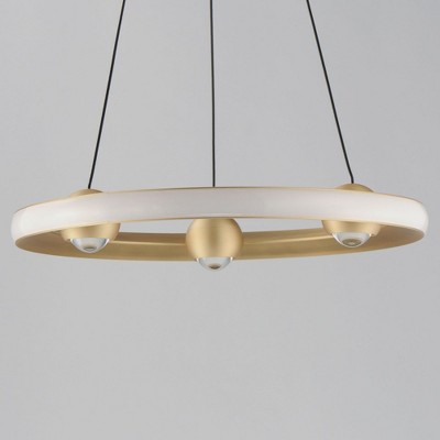 Gold Aluminum LED Ring Pendant Light with Adjustable Height