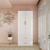 Keloyid White Wood 31.5 in. Armoire with 2 Drawers, 1 Shelf, Golden Handles and Hanging Rails - 3 of 4