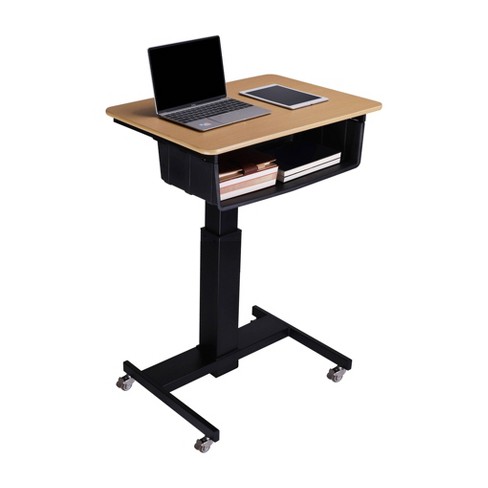 28" Height Adjustable Mobile School Standing Desk with Book Box Natural - Rocelco - image 1 of 4