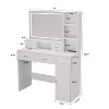 Sapphtopaz Dressing Table Modern Makeup Vanity with Socket, LED 3-color Illuminated Mirror, Drawers, Shelffor for Dressing Room - 3 of 4