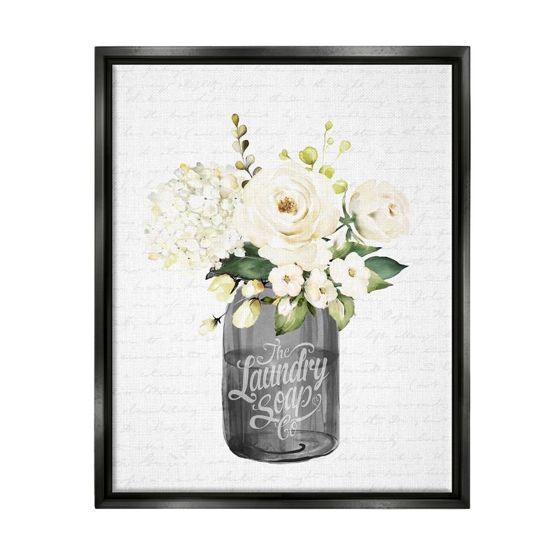 Stupell Industries White Flower Blossoms Laundry Jar Fancy Script Floater Canvas Wall Art, 1 of 6