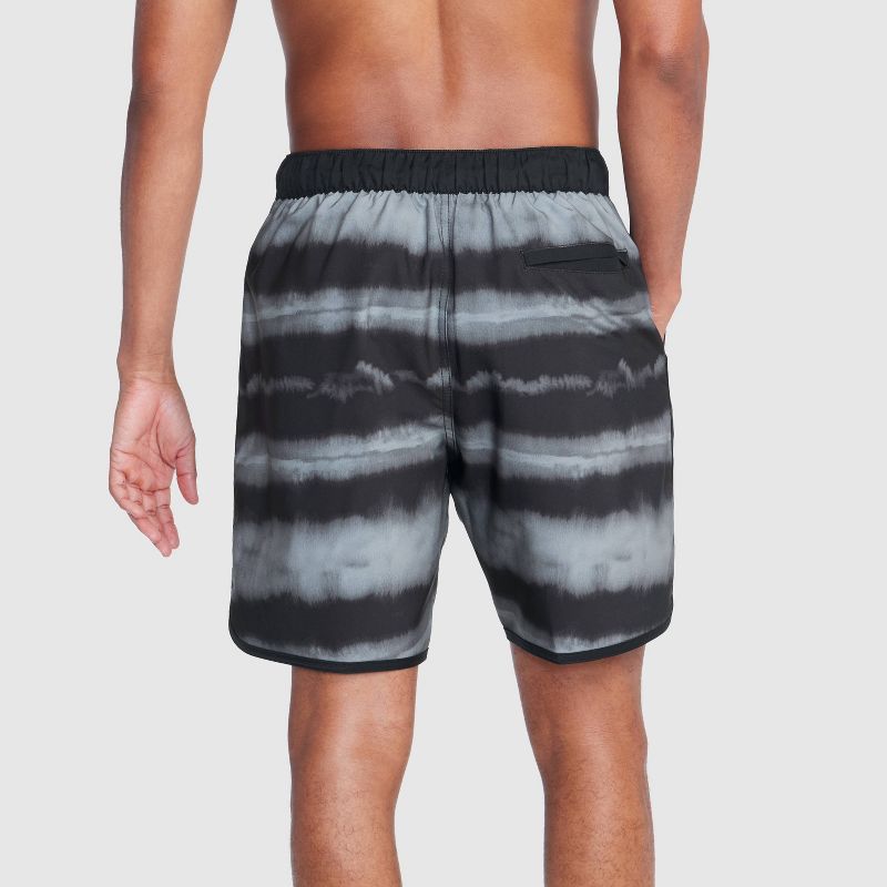 Speedo Men&#39;s 7&#34; Striped E-Board Swim Shorts - Gray/Black, 2 of 4