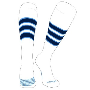 PEAR SOX Striped OTC Baseball, Softball, Football Socks (C) White, Sky Blue, Navy (M) - 1 of 3