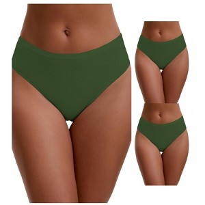 INSPIRE CHIC Women's Elastic Waistband Mid-Waisted Briefs Full Coverage Underwear 3 Packs - 1 of 4