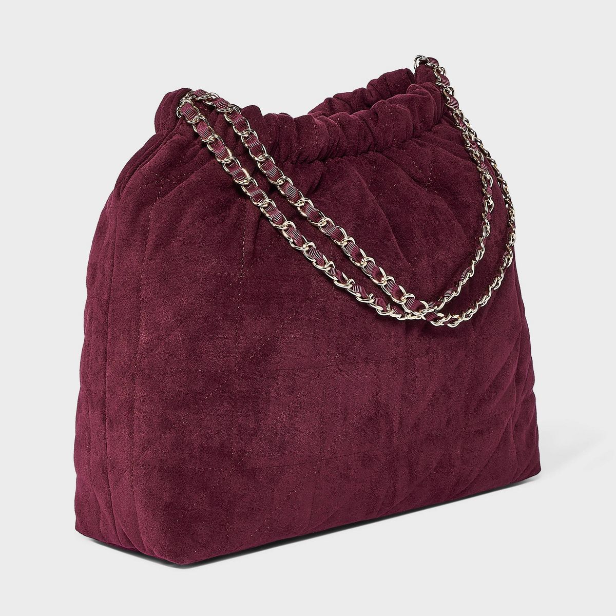 Faux Suede Quilted Gathered Tote Bag - A New Day™ - thumbnail 8