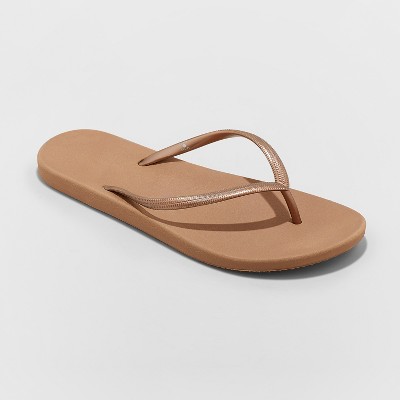 bronze flip flop sandals