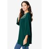 Roaman's Women's Plus Size Flare-Sleeve Embellished Georgette Top - 4 of 4