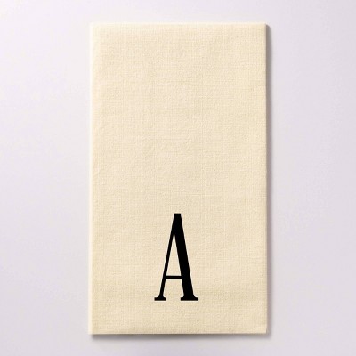 50ct 4.25"x8" Personalized Lettering 'A' Bella Guest Napkins Champagne