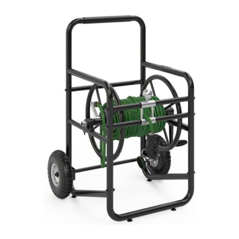 Suncast Professional Portable 200 Foot Hose Reel Cart with Wheels for Landscaping, Yard, Garden, & Utility Use, Black, 1 of 7