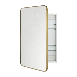 TEHOME Garnes Rectangular Recessed or Surface Mount Metal Medicine Cabinet with Mirror - 1 of 4