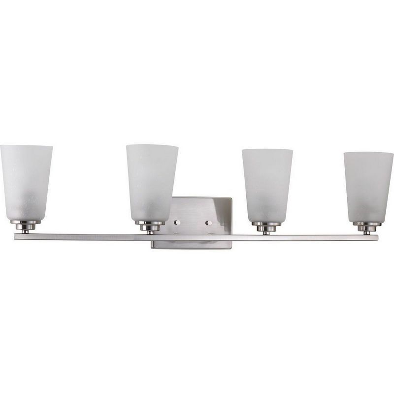 Progress Lighting Debut 4-Light Bath Vanity Fixture, Steel, Brushed Nickel, Clear or Frosted Seeded Shades, 3 of 6