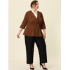 Agnes Orinda Women's Plus Size Notched Lapel Ruffle Peplum Ruched Buttons Outfits Blazers - 3 of 4