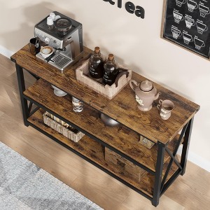Jojoka 47 Inch Entryway Table, Narrow Long Console Table with Storage, 3 Tier Wood Sofa Table for Living Room, Industrial Behind Couch Table - 1 of 4