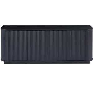 Gulches 64 in W x 15 in D x 24 in H Black Particleboard Free Standing Decorative Storage Cabinets with Wave Pattern Press Spring Doors Curved Edges - 1 of 4