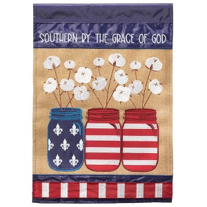 Magnolia Garden Southern By Grace of God Patriotic Jars 13 x 18 Inch Polyester Garden Flag - 1 of 2