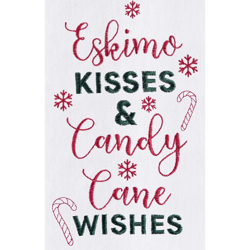 C&F Home "Kisses & Candy Cane Wishes" Sentiment with Candy Canes Cotton Flour Sack Kitchen Dish Towel  27L x 18W in., 2 of 5