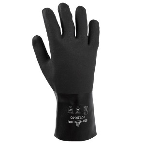 Showa 7712R-10.RT Unisex PVC Gaunlet Chemical Gloves, Black, Size L - 1 of 1