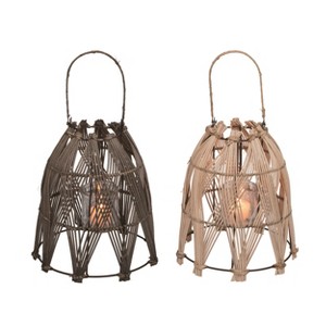 Transpac Rattan Hanging Lantern Set of 2 Spring Home Decorations - 1 of 1