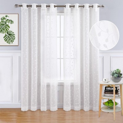 Whizmax Embroidered Sheers Semi Curtains Transparent Drapes Window ...