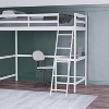 Emma And Oliver Twin Wood Loft Bed Frame With Protective Guardrails And ...