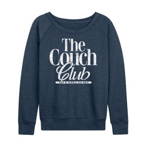 Women's - Instant Message - Valentine's Day Couch Club Lightweight French Terry Wide Neck Long Sleeve Shirt - 1 of 4