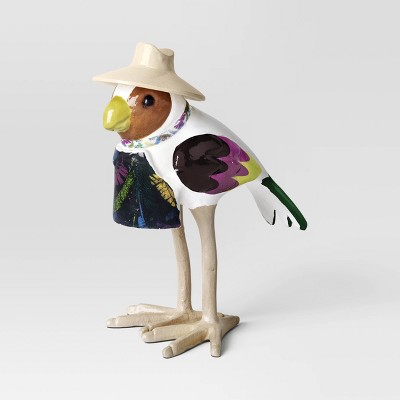 Featherly Friend Statuary Outdoor Aluminum Bird with Hat Figurine - Threshold™