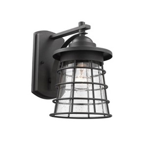 Chloe Lighting Damon Transitional 1 Light Textured Black Outdoor Wall Sconce 11" Tall - 1 of 4