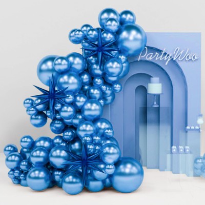 PartyWoo Balloon Arch Kit Metallic Blue Starburst Spike Star 22 Inch 18 12 10 5 Inch 110 pcs