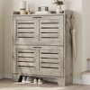 Narrow Shoe Cabinet for Entryway – Slim Farmhouse Shoe Organizer with 2 Flip Drawers, Adjustable Shelves & Hooks for Hallway, Front Door - 3 of 4