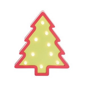 Transpac MDF LED Tree Decorative Object Red Wood Tabletop Christmas Tree Sculpture Battery Operated Prelit Indoor Holiday Decor - 1 of 1