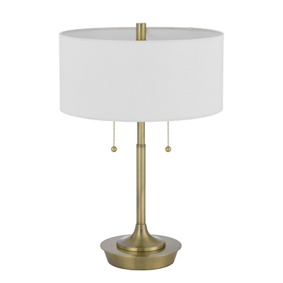 20 Inch Brass Metal Table Lamp with White Drum Shade