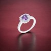 Slickblue 2.1 Ct Round Cut Classic Halo Ring for Women in Rhodium Plated, in 6 Color Options, Sizes 5-10 - 2 of 4