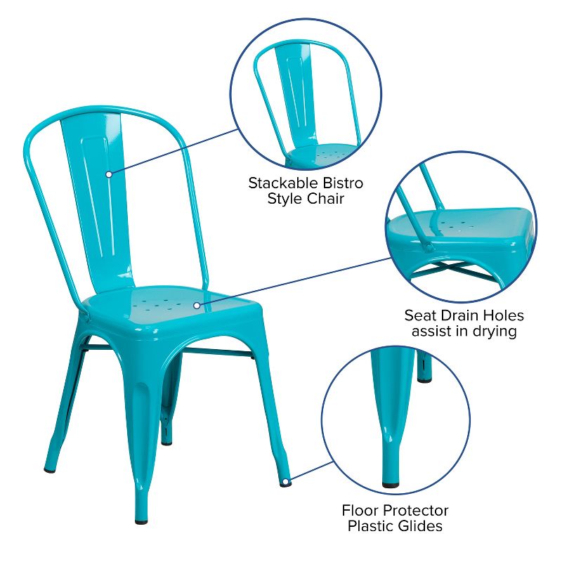 Emma and Oliver Commercial Grade Colorful Metal Indoor-Outdoor Dining Stack Chair, 4 of 13
