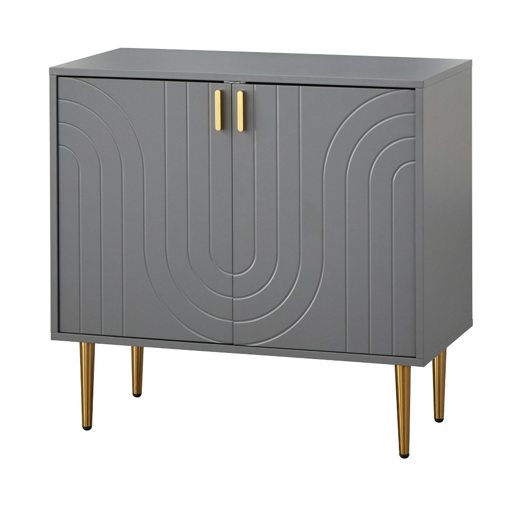 Lifestorey 2 Door Tabaria Mid Century Modern Buffet Gray: Luxury Glam Style, Adjustable Shelves, MDF Construction
