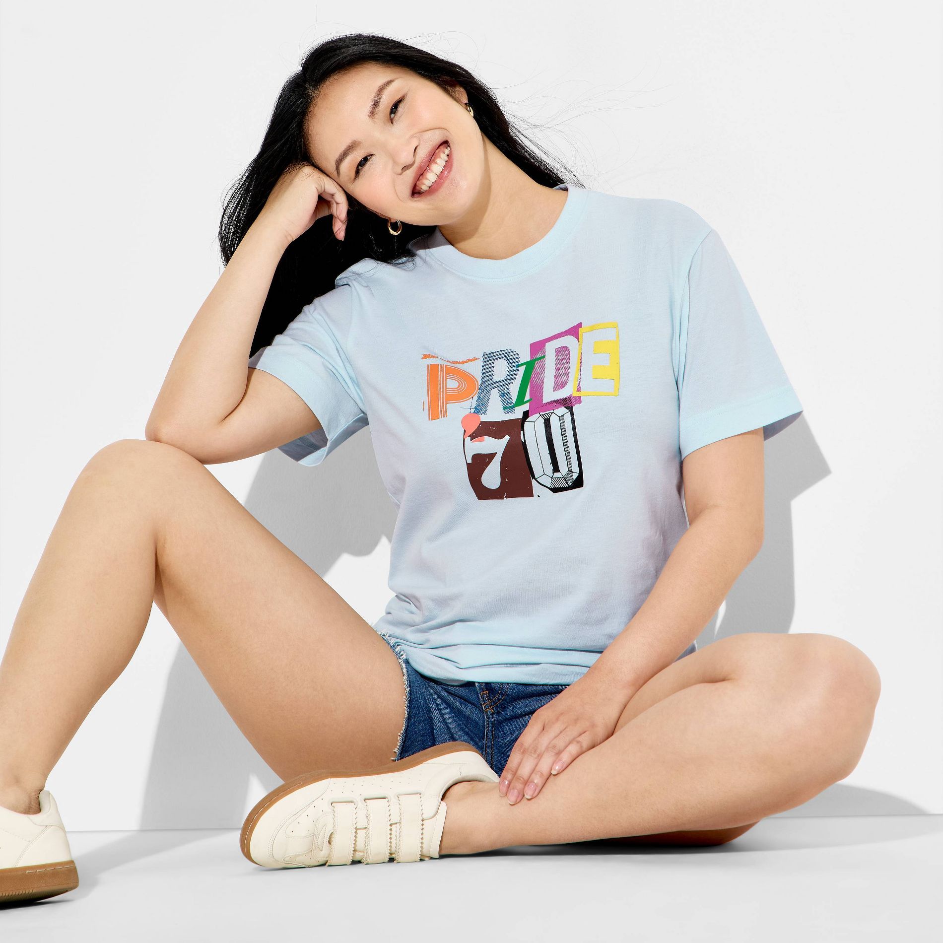 Pride Adult Short Sleeve Pride 70's T-Shirt - Light Blue