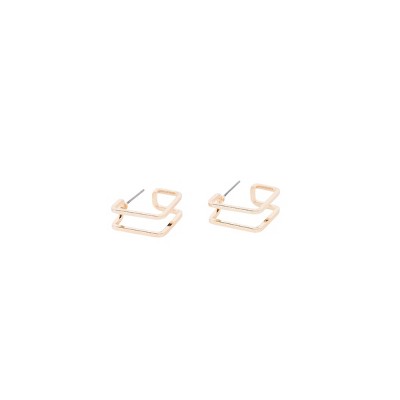 Slickblue Women's Earrings, Gold Brass Cutout Square Dangle Style, Unfinished Look, Stud Closure, 0.7" Length