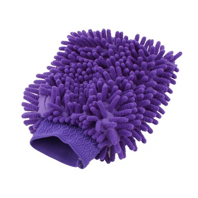 Unique Bargains Purple Chenille Microfiber Washing Glove for Car Dusting  Cleaning Mitt Mittens