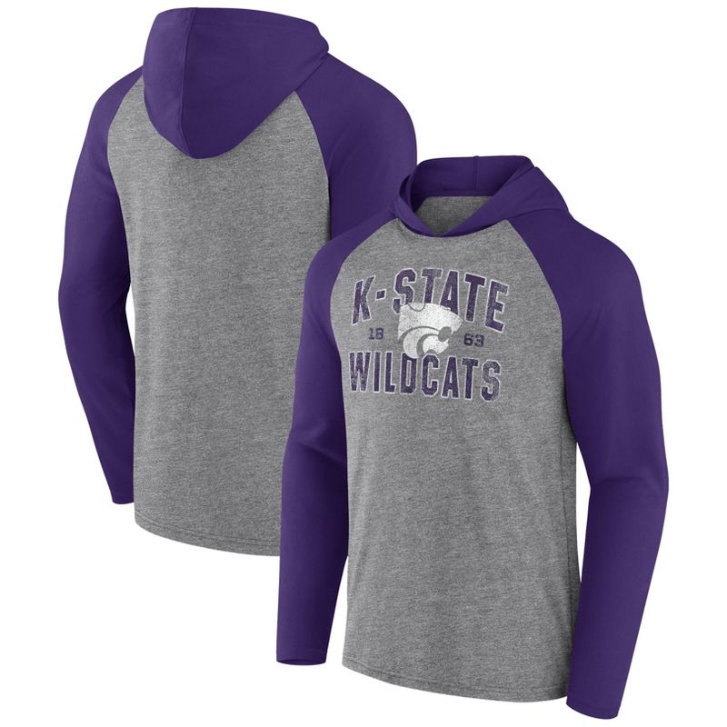 NCAA Kansas State Wildcats Men&#39;s Gray Lightweight Hooded Sweatshirt, 1 of 4
